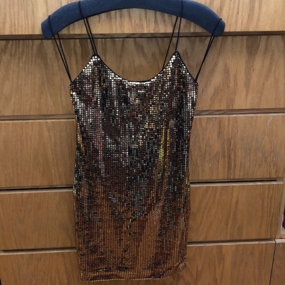 Alice + Olivia Gold Sequin Dress - Picture 1 of 8